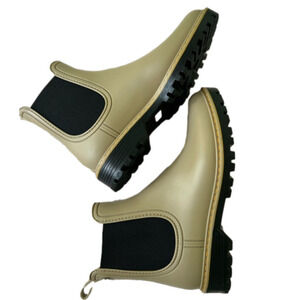 NEW Igor Women’s Rain Boots Tan/Black Size 41 Trak Mate Tri Slip On Waterproof